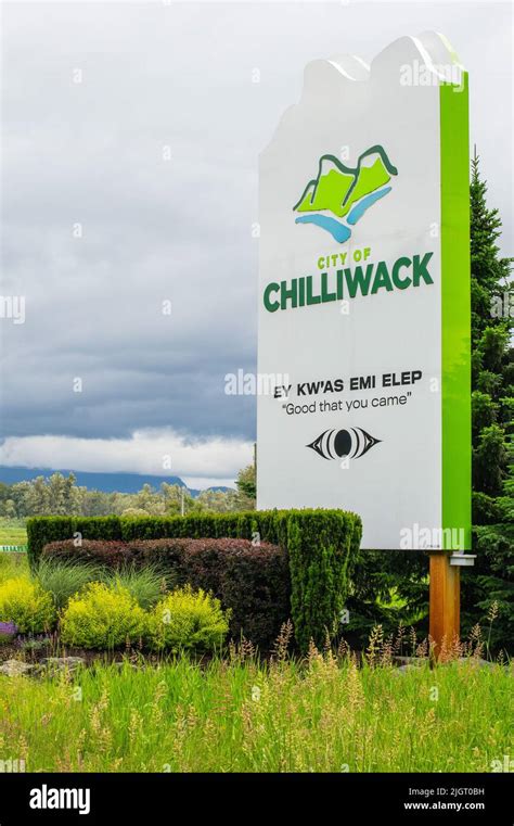 Welcome To Chilliwack Sign Chilliwack British Columbia Canada Stock