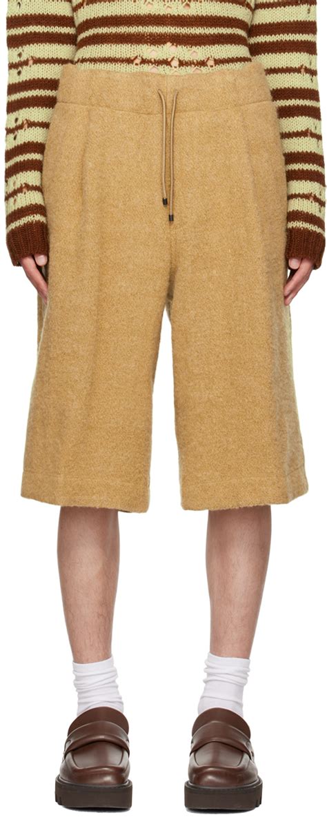 Dries Van Noten Beige Pleated Shorts Ssense