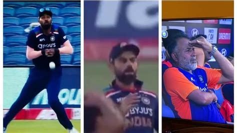 Virat Kohli Indian Dug Out Shell Shocked After Hardik Pandya Drops A Sitter Of Ben Stokes