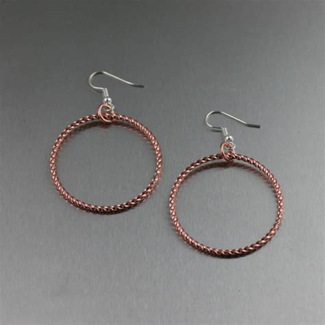 Exceptional Copper Cable Hoop Earrings Showcased On Https