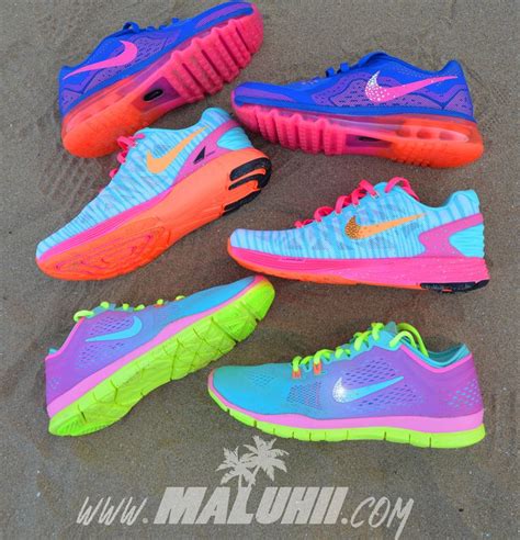 Ladies Custom Nike Free Run 50 Air Max Colourful Bright Neon