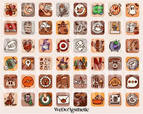 Fall Spooky Main Pack Hand Drawn Ios App Icons Bundle Ios App