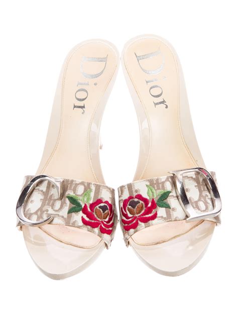 Christian Dior Diorissimo Embroidered Sandals Shoes CHR45617 The