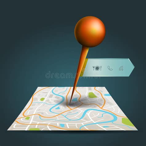 A City Map With Digital Satellite Gps Pin Point With Locations A Stock