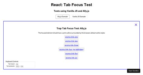 React Tab Focus Test Codesandbox