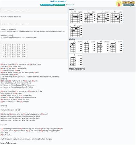 Chord: Hall of Mirrors - tab, song lyric, sheet, guitar, ukulele ...