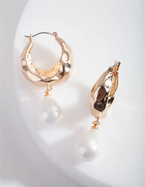 Gold Hoop Earring With Pearl Teardrop Lovisa Jewellery Australia