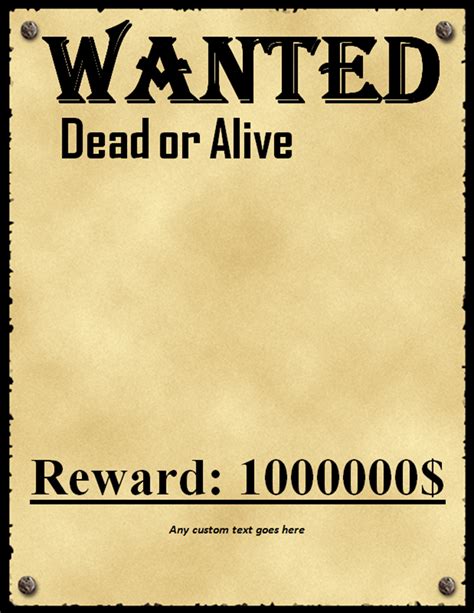 Downloadable Wanted Poster Template