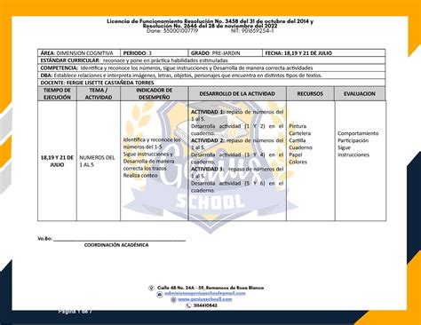 PRE Jardin 17 AL 21 DE Julio ÁREA DIMENSION COGNITIVA PERIODO 3