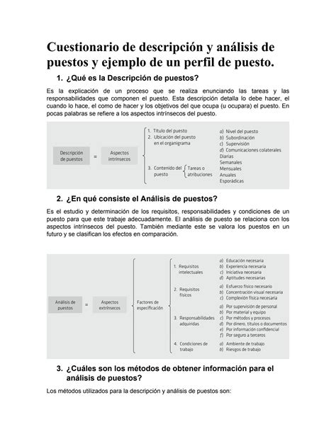 Solution Cuestionario De Descripci N Y Analisis De Puestos Apunte