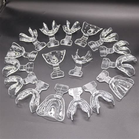 1 Kits Transparent Dental Impression Trays Full Denture Frame Cut Back