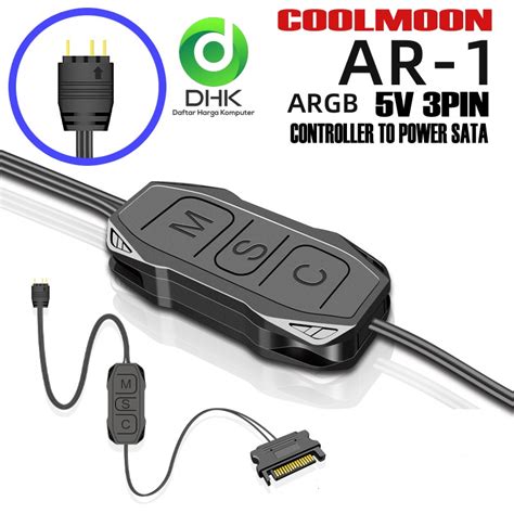 Jual COOLMOON ARGB Controller 5V 3 Pin POWER SATA Mini RGB Controller