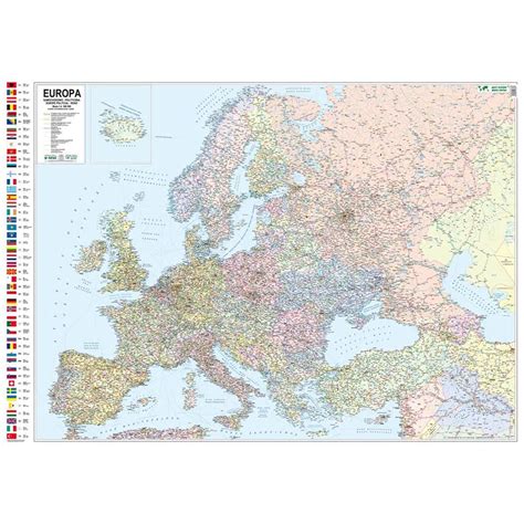 EUROPA DUŻA MAPA ŚCIENNA POLITYCZNA I DROGOWA 1 4 300 000