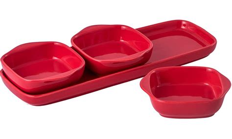 Bruntmor Piece Set Tray With Three Compartment Serving Square Bowls