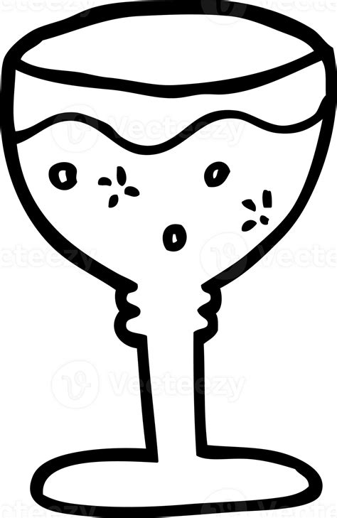 Line Drawing Cartoon Glass Of Red Wine Icon Png