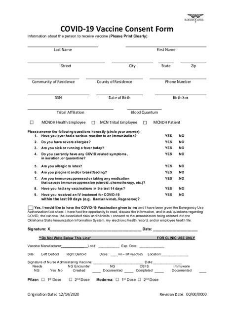 Fillable Online Updated Minor Consent Form For The Pfizer Covid