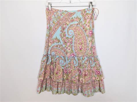 Plenty By Tracy Reese Sz Silk Midi Skirt Paisley Floral Tiered