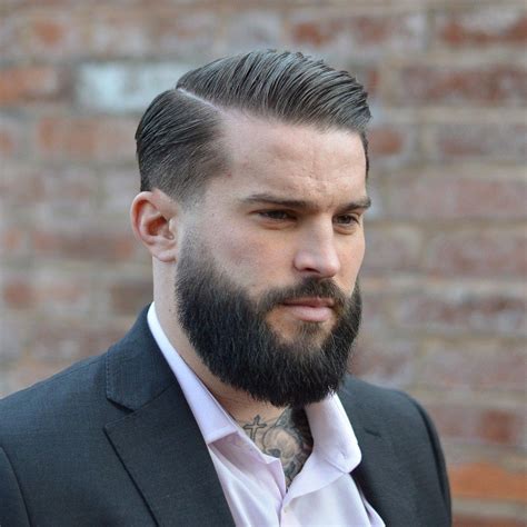 Combover With Accurate Side Part And Facial Hairstyle Haircuts For