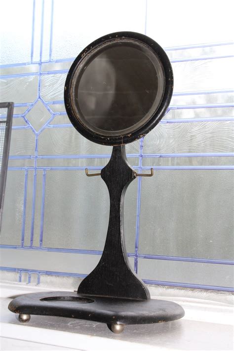 Wooden Shaving Mirror Stand Antique Bathroom Decor