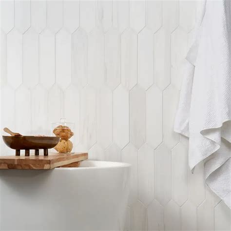 Bianco Dolomite White X Picket Premium Honed Marble Tile Tilebar