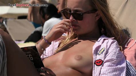 Sexy Blonde Babe Topless On The Beach