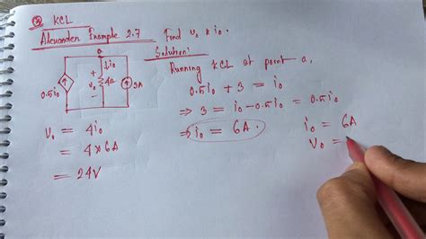 Kirchhoffs Current Law Solution Alexander Example 2 7 Youtube