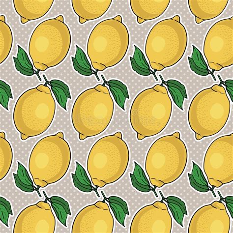 Seamless Pattern With Yellow Lemons Illustration Stock Vector