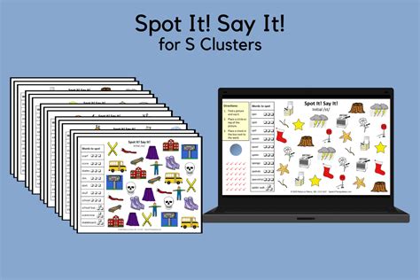 Spot It Say It Pages For S Clusters Speech Therapy Ideas