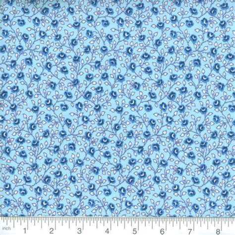 Blue Calico Fabric 100 Cotton Fabric By The Yard Vintage Etsy