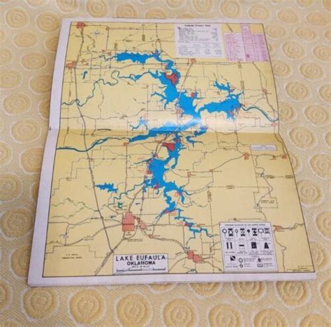 Vintage 1971 Lake Eufaula Guide Map Businesses Resorts Oklahoma Fishing