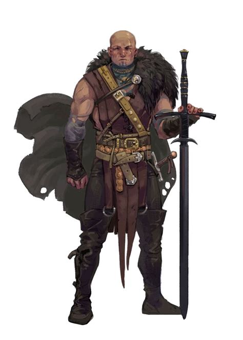 Male Human Fighter Mercenary Greatsword - Pathfinder 2E PFRPG DND D&D 3 ...