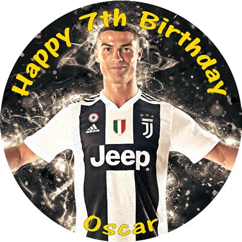 Cristiano Ronaldo Juventus Cake Topper Edible Personalised 8 Round