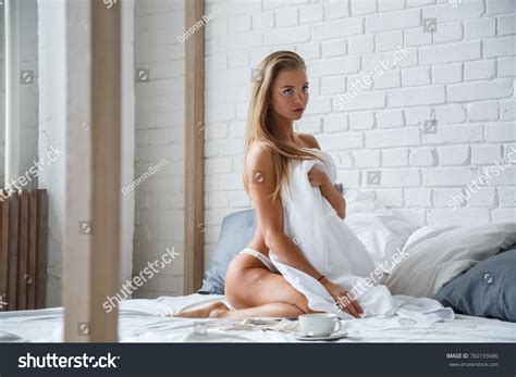 Beautiful Girl Blonde Sexy Fitness Lies Stock Photo 760193686 Shutterstock