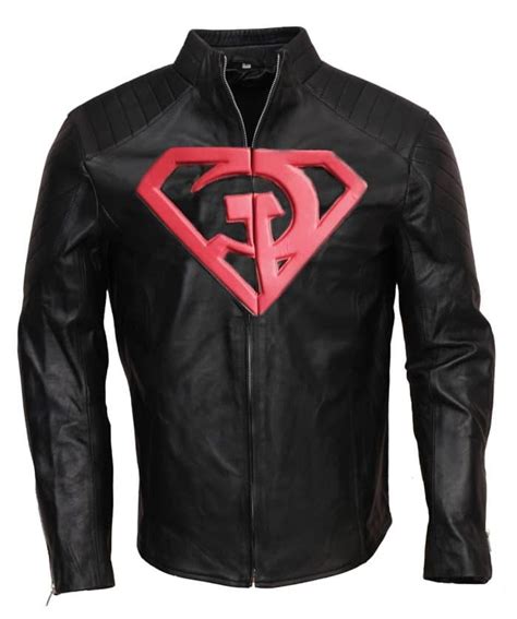 Red Son Superman Costume Black Leather Jacket