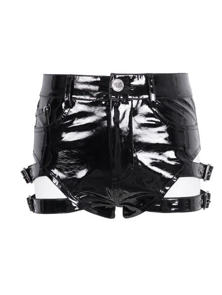 Devil Fashion Black Gothic Punk Faux Leather Garter Belt Hot Pants For Women DarkinCloset