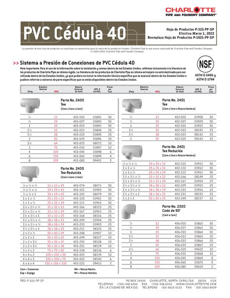 Catálogo de tubería Pvc Parte No 2400 Tee Cem x Cem x Cem 1 2 13