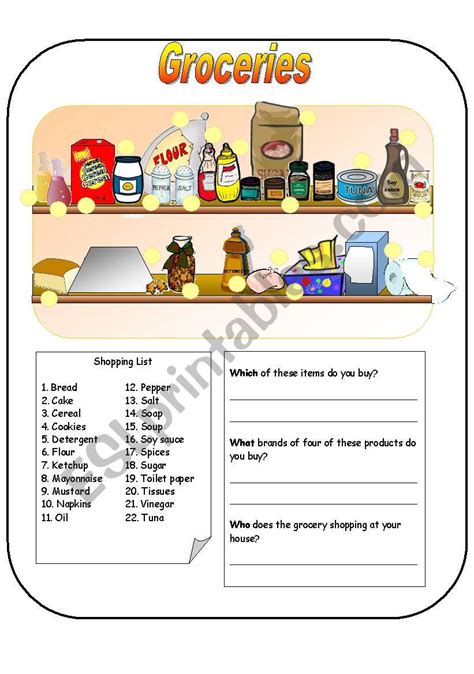 Groceries Esl Worksheet By Anna P