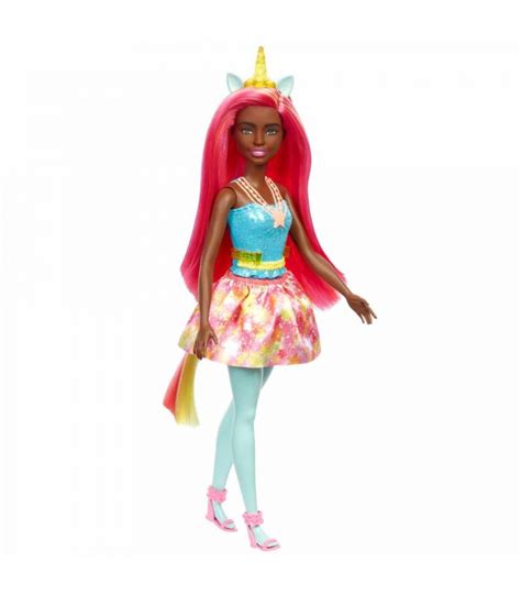 Barbie Unicornio Amarillo Morena Mu Eca Con Con Pelo Arco Ris Falda Y