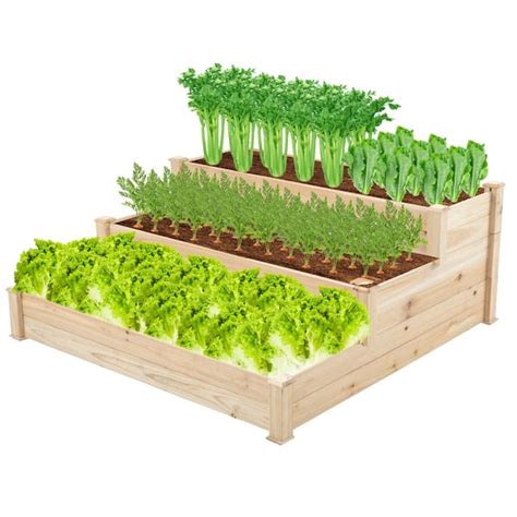 Outdoor Elevated Garden 48 6 X 48 6 X 21in Raised Garden Bed 3 Tier