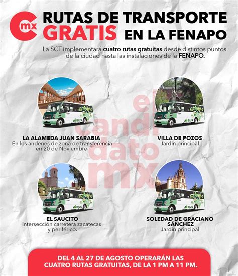 RUTAS DE TRANSPORTE GRATIS A LA FENAPO El Candidato MX