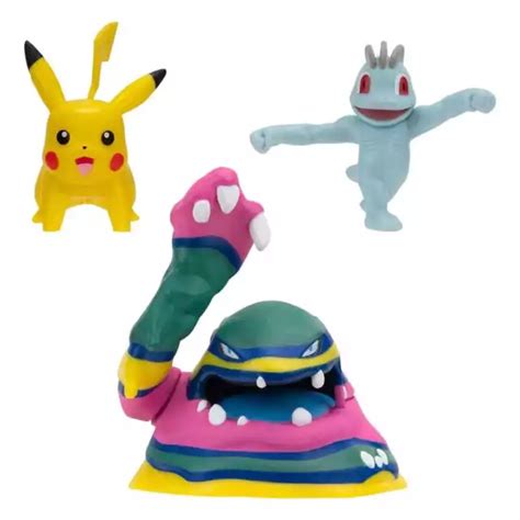 POKÉMON BATTLE FIGURE Set 3 Pack Machop Pikachu 1 Alolan Muk 5 cm