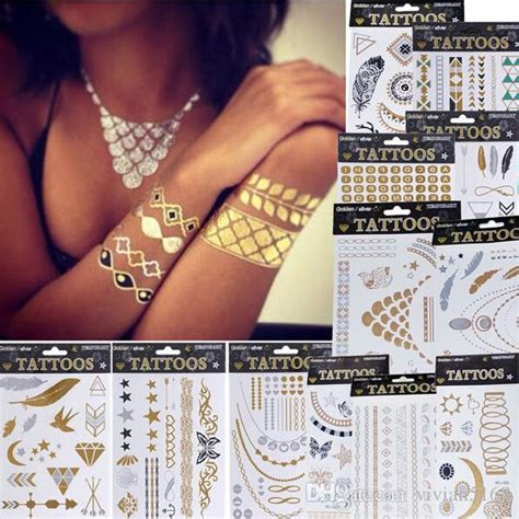 Metalic Tatoos Gold Metallic Temporary Flash Tattoos Sex Products Henna Metal Bling Tatouage