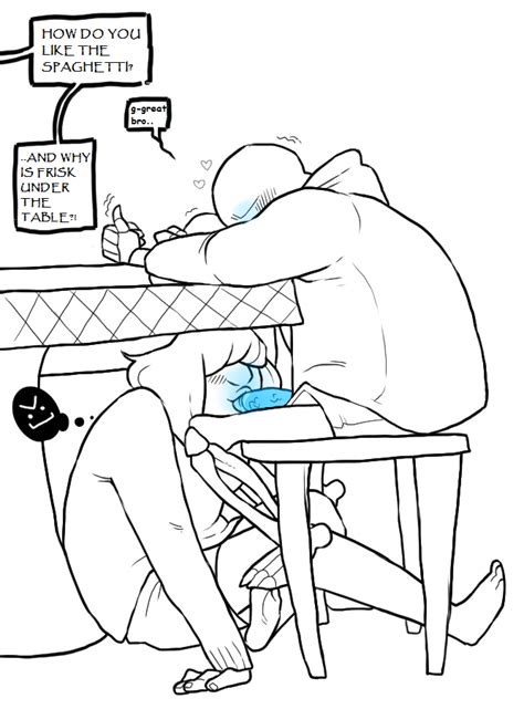 Rule 34 Blowjob Blowjob Under Table Blue Penis Blush Bone Clothed Clothes Dok Tah