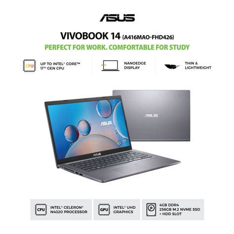 Jual Asus VivoBook A416MAO FHD426 14 N4020 UMA 4GB 256GB Slate Grey TN