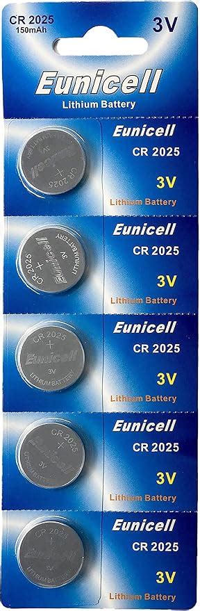 5 X CR2025 3V Lithium Knopfzelle 150 MAh EINWEG Markenware Eunicell