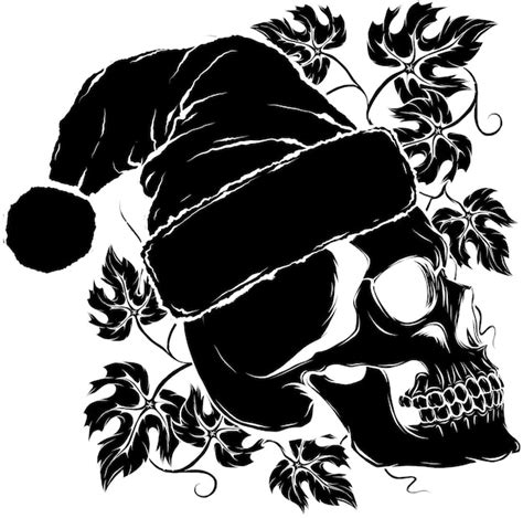 Premium Vector Christmas Skull Wearing Santa Claus Hat Vector