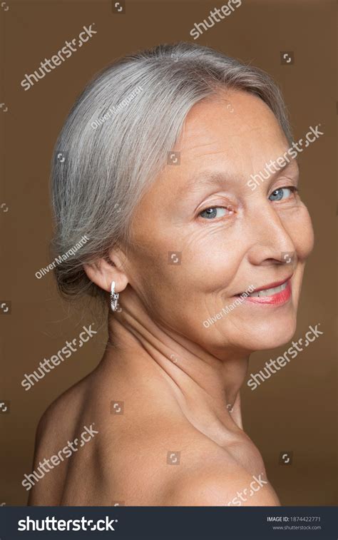 Portrait Naked Senior Woman Grey Hair Stock Photo Shutterstock