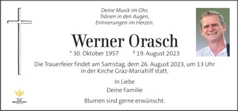 Traueranzeigen Von Werner Orasch Trauer Kleinezeitung At