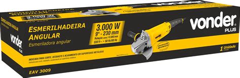 Esmerilhadeira Angular 9 3 000W 220V EAV 3009 VONDER PLUS Brenfeer