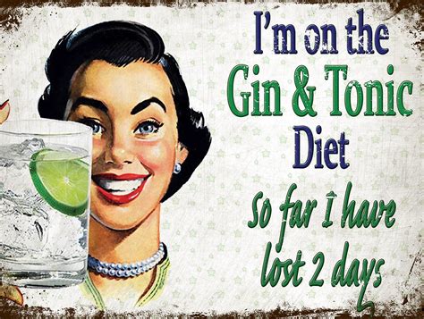 Buy Gin And Tonic Diet Vintage Style Metal Advertising Wall Sign Retro